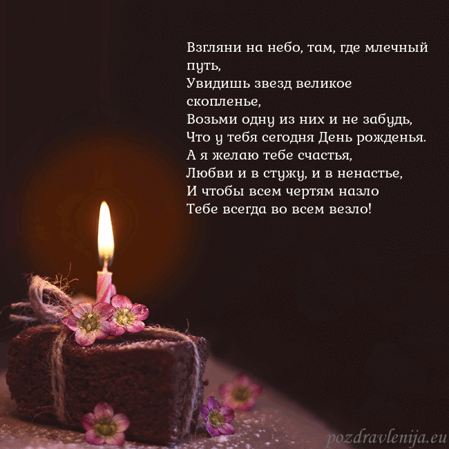 Анимированная открытка - торт с горящей свечкой