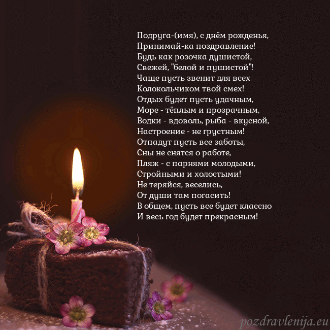 Анимированная открытка - торт с горящей свечкой