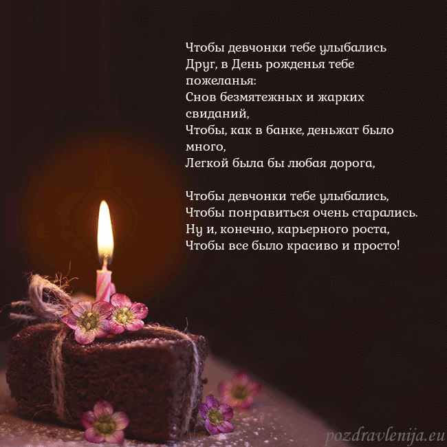 Анимированная открытка - торт с горящей свечкой