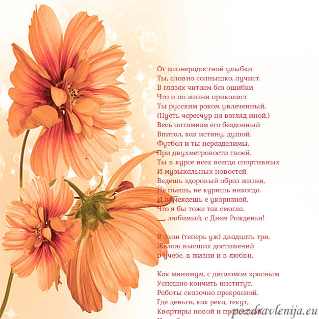 Открытка с оранжевыми цветами От жизнерадостной улыбки
Ты, словно солнышко, луч Открытка с оранжевыми цветами