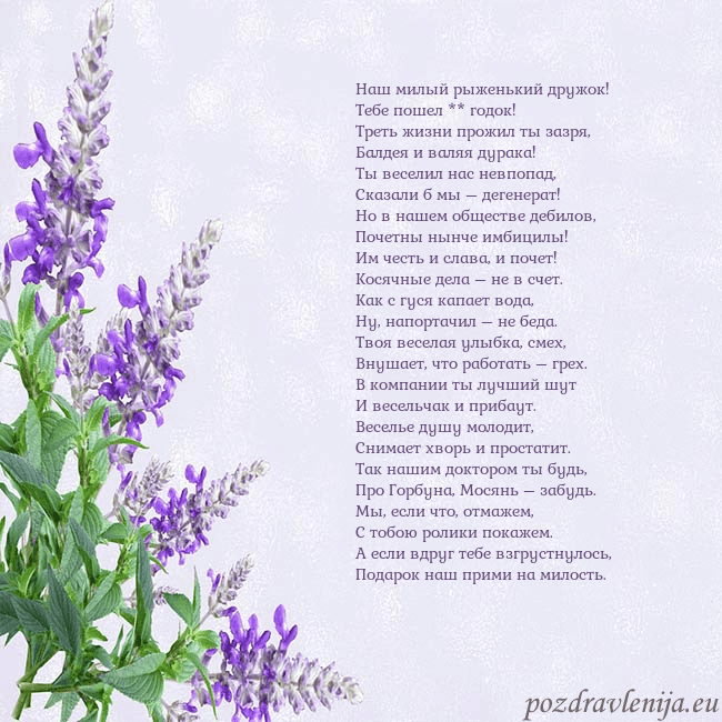 Открытка с люпинами Наш милый рыженький дружок!
Тебе пошел ** годок!
Т Открытка с люпинами