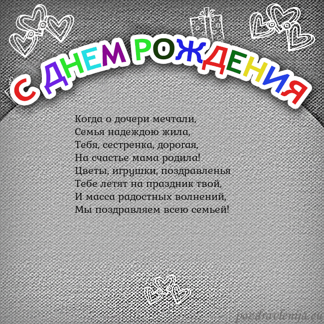 Открытка на день рождения с цветной надписью