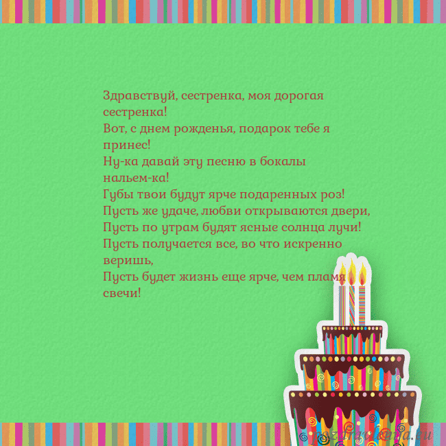 Открытка на день рождения с тортом и свечами