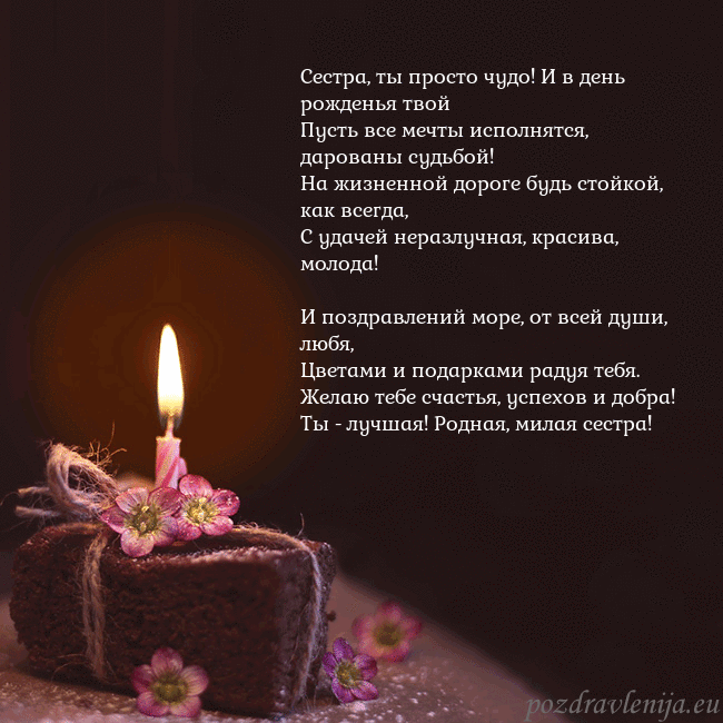 Анимированная открытка - торт с горящей свечкой