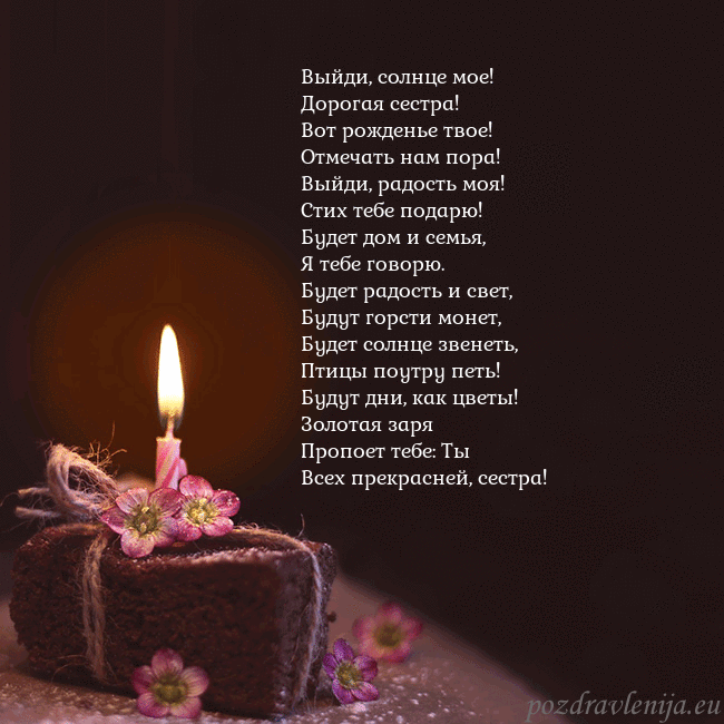 Анимированная открытка - торт с горящей свечкой