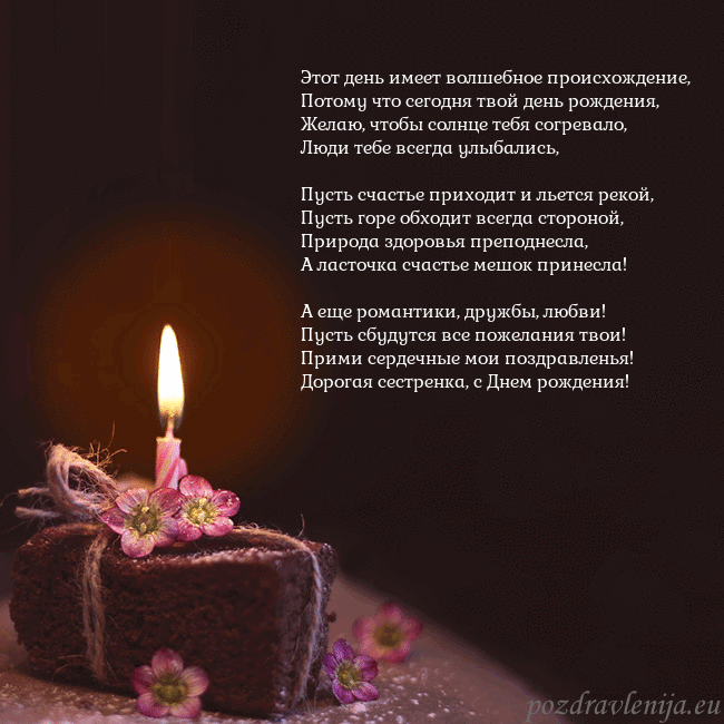 Анимированная открытка - торт с горящей свечкой