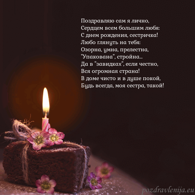 Анимированная открытка - торт с горящей свечкой