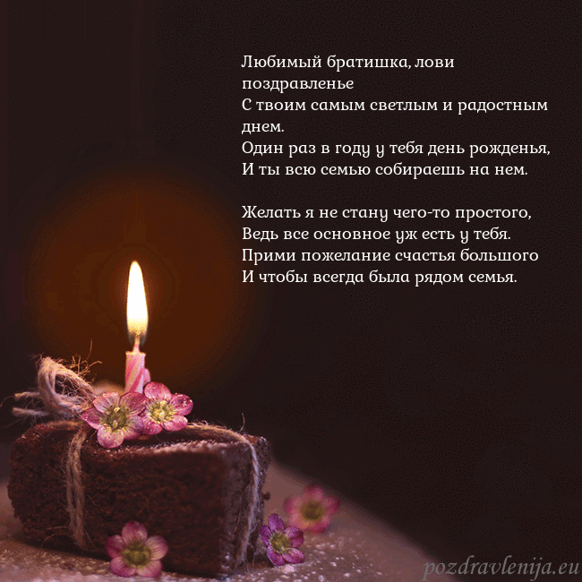 Анимированная открытка - торт с горящей свечкой