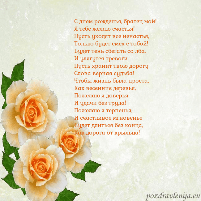 Открытка на день рождения с желтыми розами