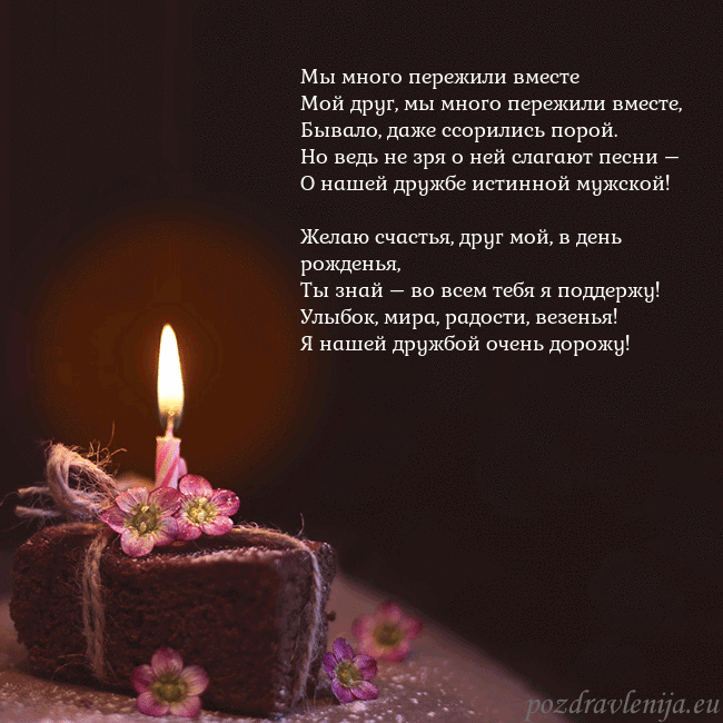 Анимированная открытка - торт с горящей свечкой