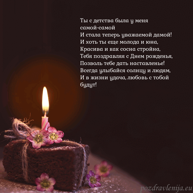 Анимированная открытка - торт с горящей свечкой