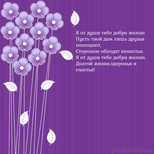 Открытка с фиолетовыми цветами