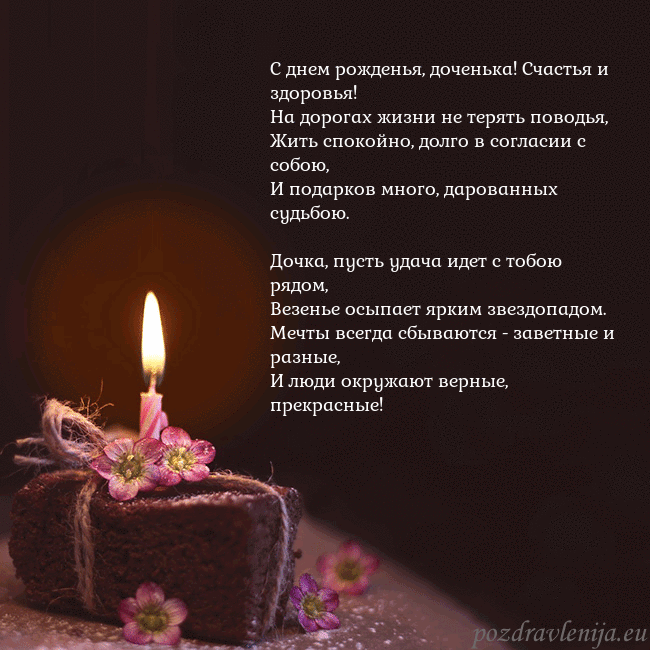 Анимированная открытка - торт с горящей свечкой