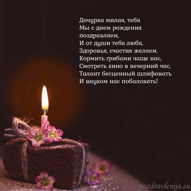 Анимированная открытка - торт с горящей свечкой