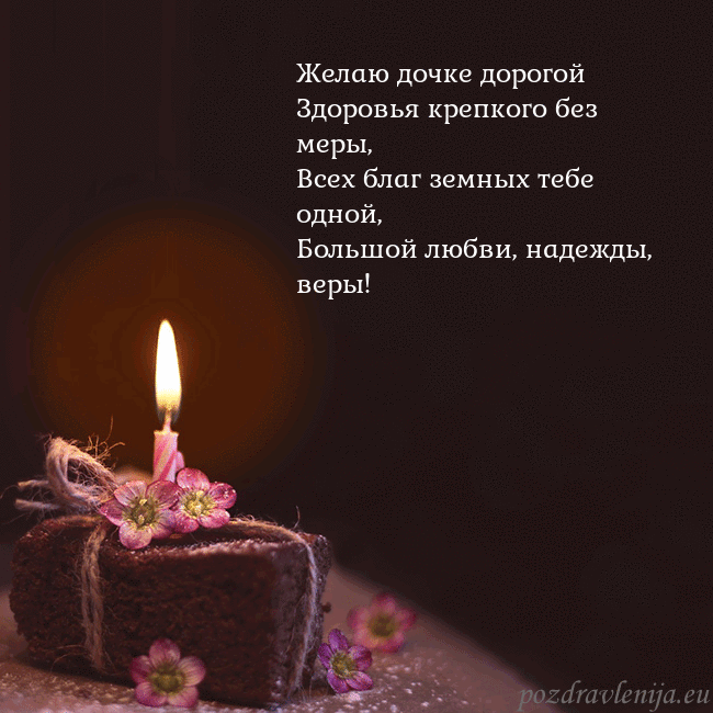 Анимированная открытка - торт с горящей свечкой