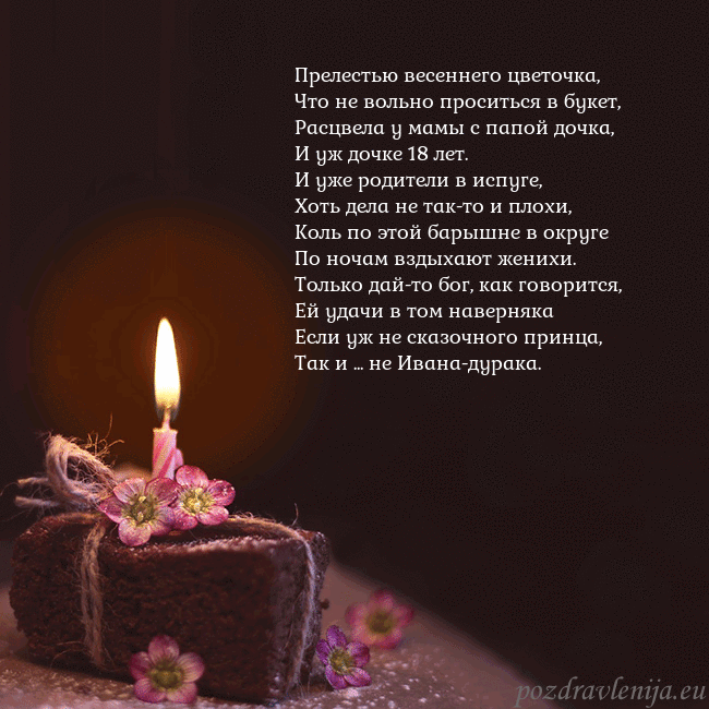 Анимированная открытка - торт с горящей свечкой