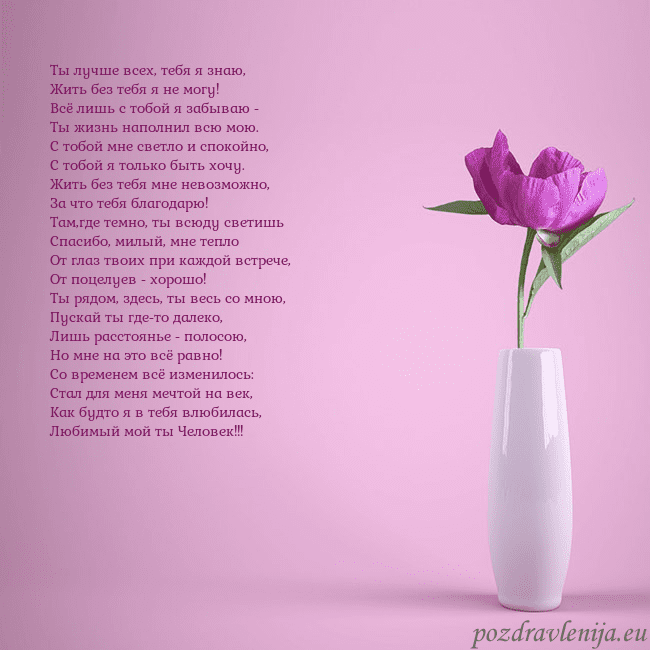 Электронная открытка с пионом в вазе. Ты лучше всех, тебя я знаю,
Жить без тебя я не мог Электронная открытка с пионом в вазе.