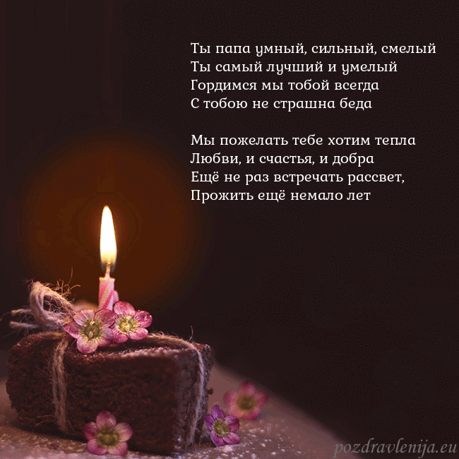 Анимированная открытка - торт с горящей свечкой