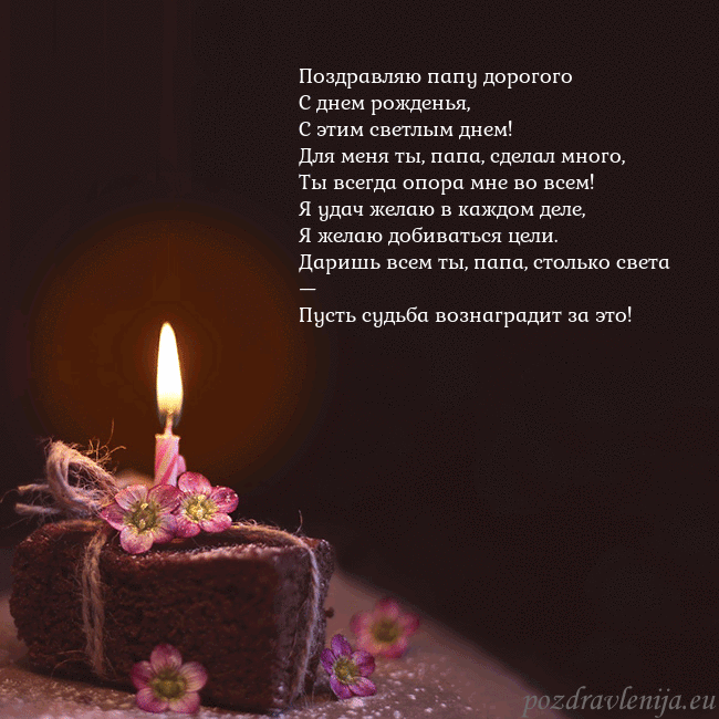 Анимированная открытка - торт с горящей свечкой