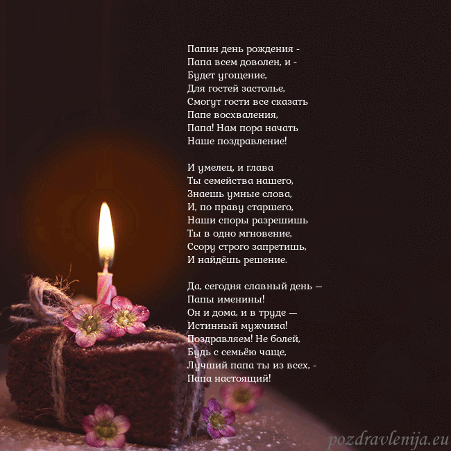 Анимированная открытка - торт с горящей свечкой