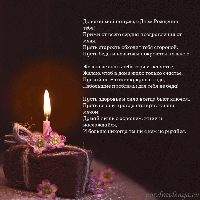 Анимированная открытка - торт с горящей свечкой