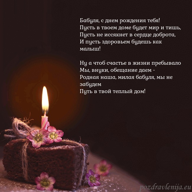 Анимированная открытка - торт с горящей свечкой