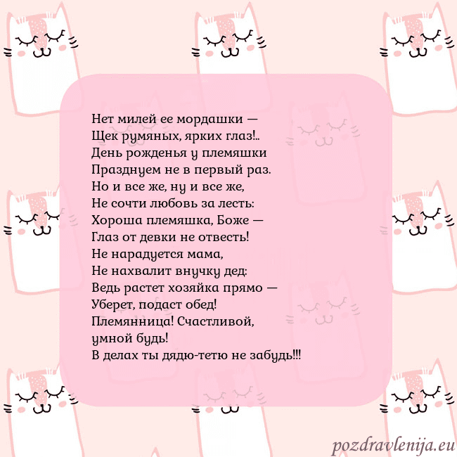 Розовая открытка с забавными кошками