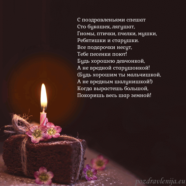 Анимированная открытка - торт с горящей свечкой