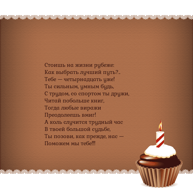 Открытка на день рождения с кексом и свечкой