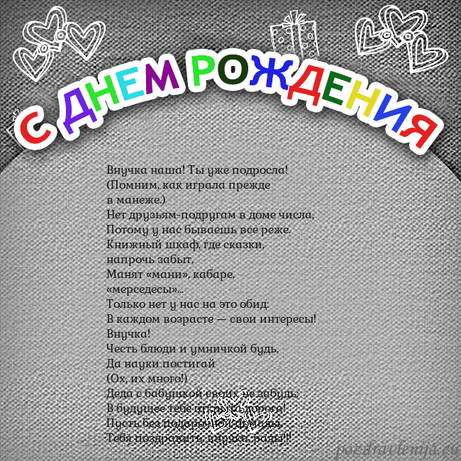 Открытка на день рождения с цветной надписью