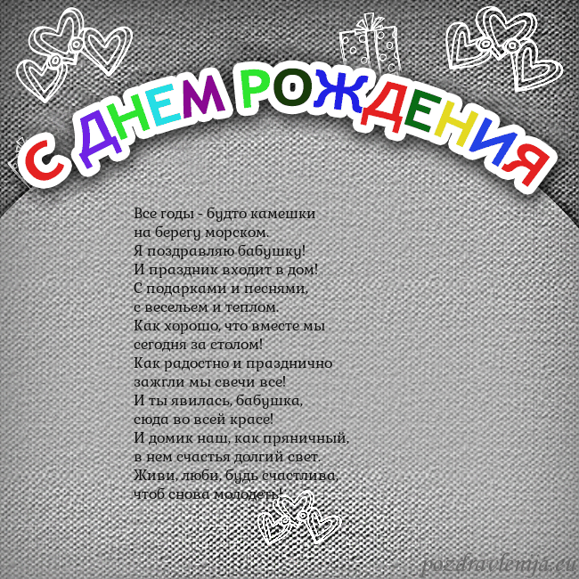 Открытка на день рождения с цветной надписью