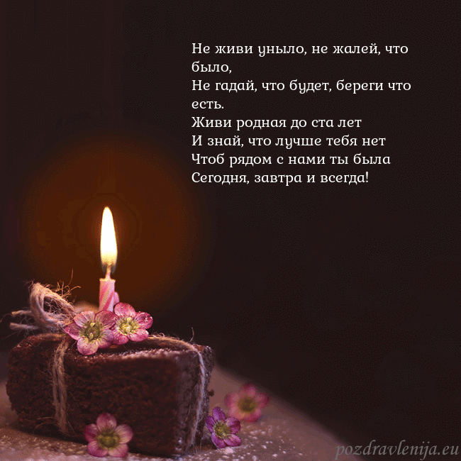 Анимированная открытка - торт с горящей свечкой