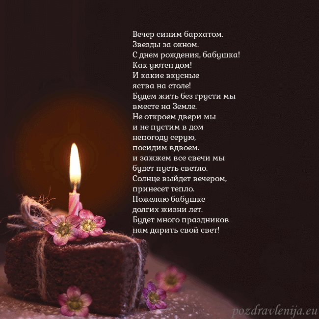 Анимированная открытка - торт с горящей свечкой