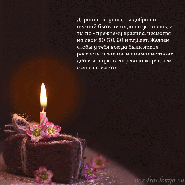 Анимированная открытка - торт с горящей свечкой