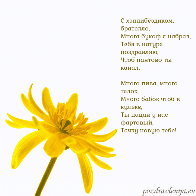 Открытка с желтым цветком