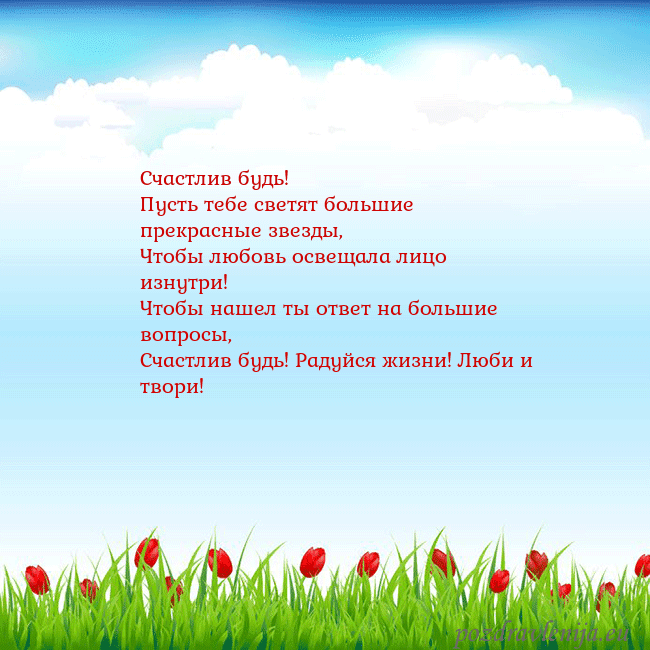 Открытка с тюльпанами