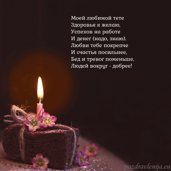 Анимированная открытка - торт с горящей свечкой