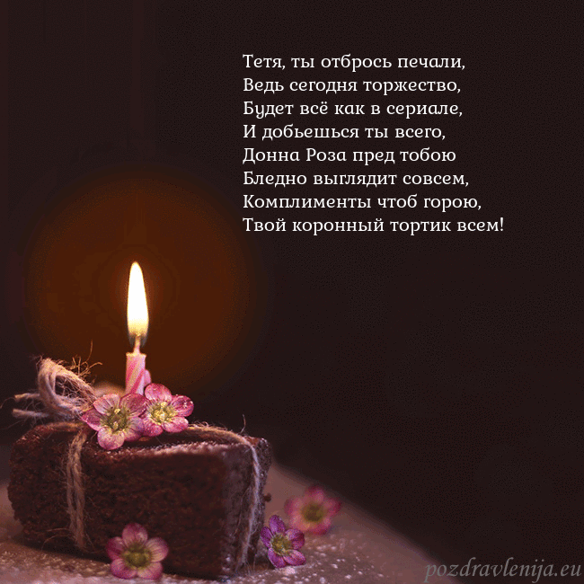 Анимированная открытка - торт с горящей свечкой