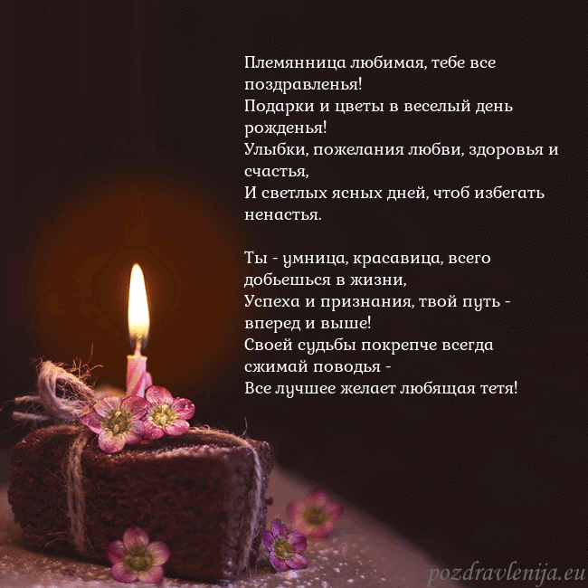 Анимированная открытка - торт с горящей свечкой