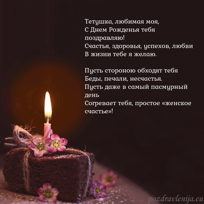 Анимированная открытка - торт с горящей свечкой
