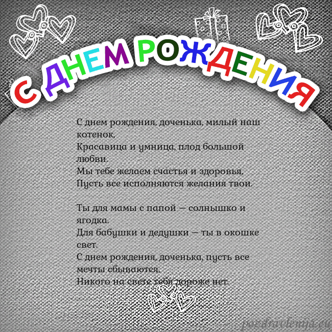 Открытка на день рождения с цветной надписью