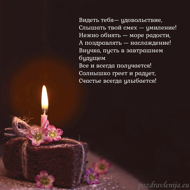 Анимированная открытка - торт с горящей свечкой