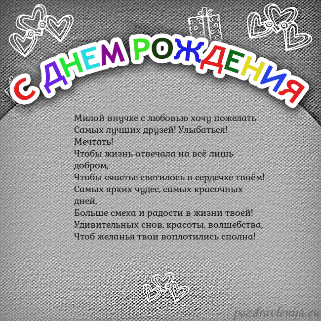 Открытка на день рождения с цветной надписью