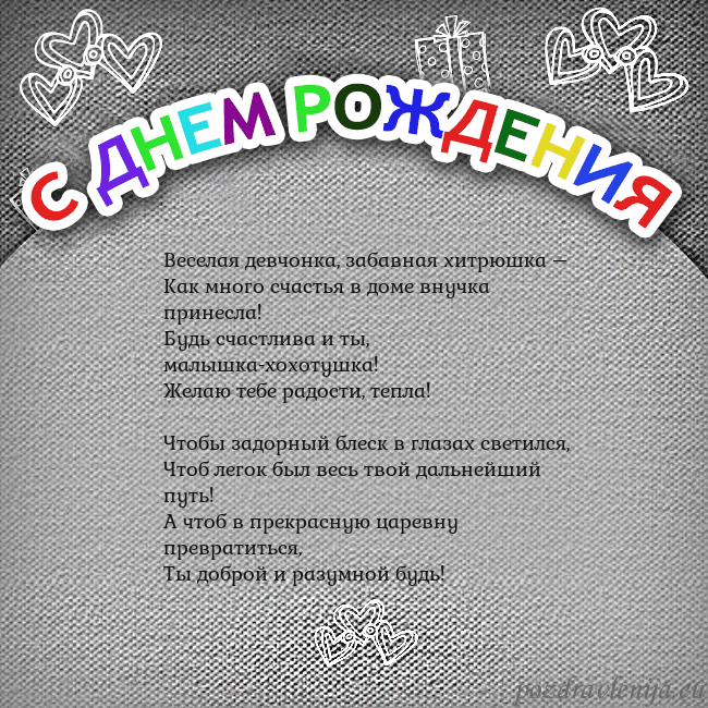 Открытка на день рождения с цветной надписью