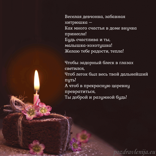 Анимированная открытка - торт с горящей свечкой