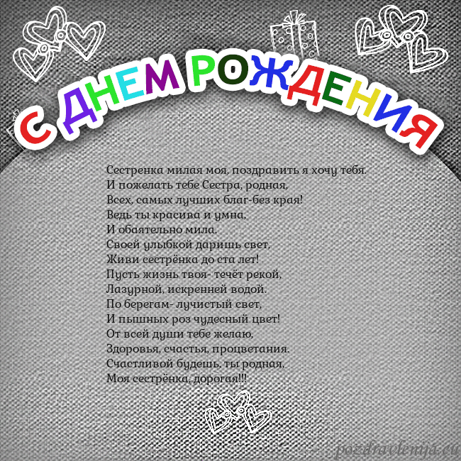 Открытка на день рождения с цветной надписью