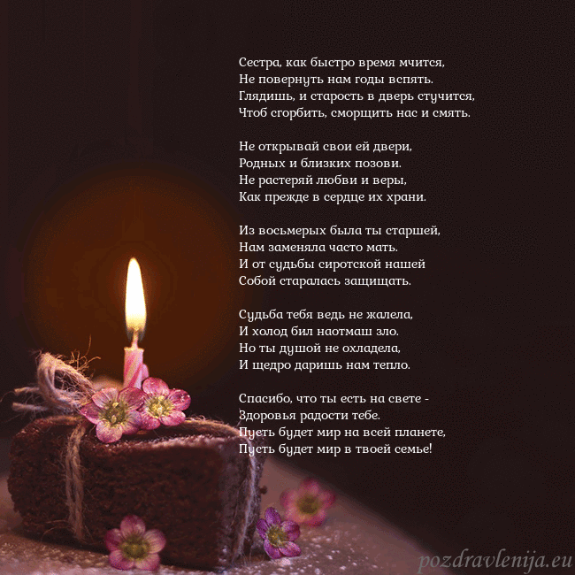 Анимированная открытка - торт с горящей свечкой