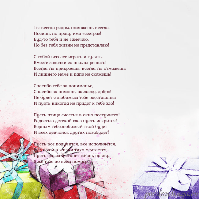 Открытка на день рождения с акварелью нарисованными подарками Ты всегда рядом, поможешь всегда,
Носишь по праву Открытка на день рождения с акварелью нарисованными подарками