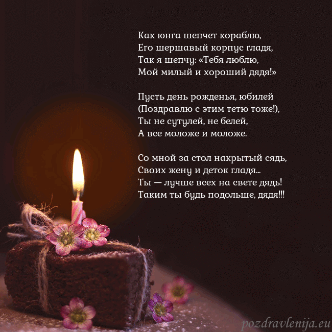 Анимированная открытка - торт с горящей свечкой