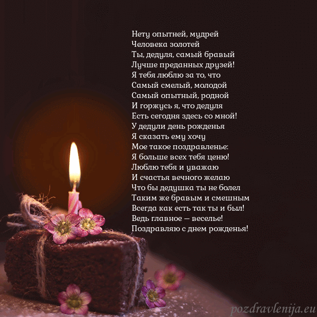 Анимированная открытка - торт с горящей свечкой